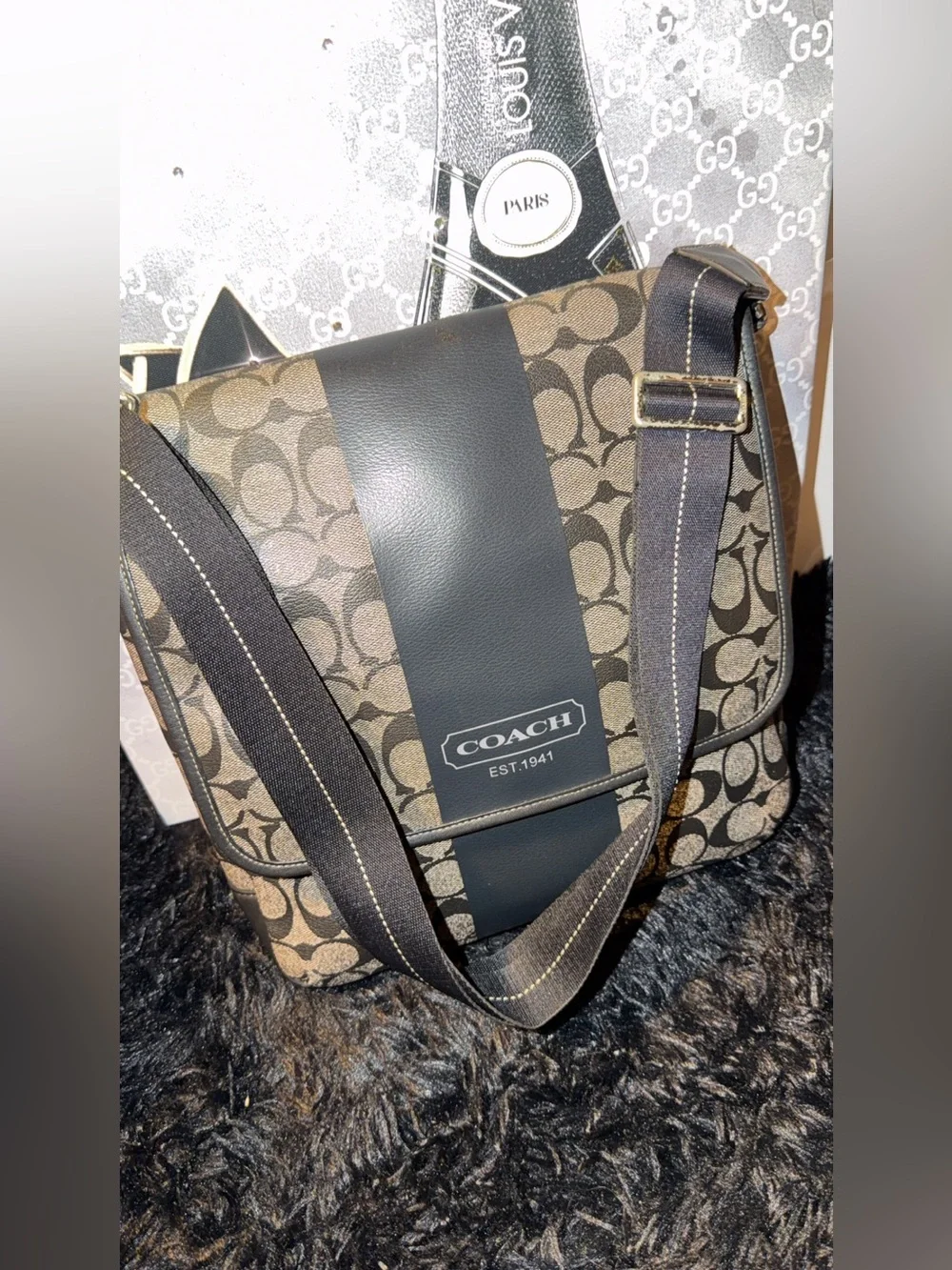 Coach Heritage Stripe Map Bag
